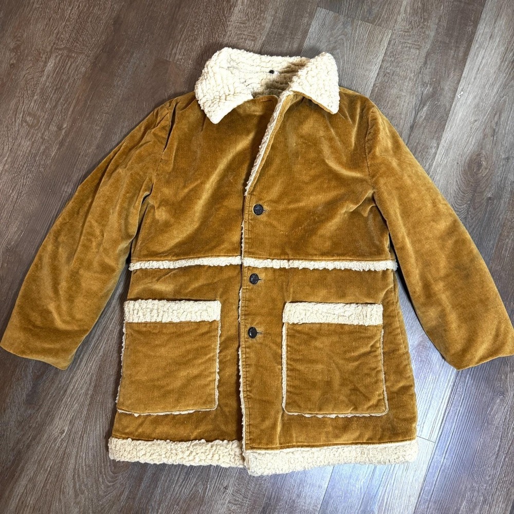 Vintage William Barry Corduroy Jacket Mens Size 42 Brown Faux Shearling Western
